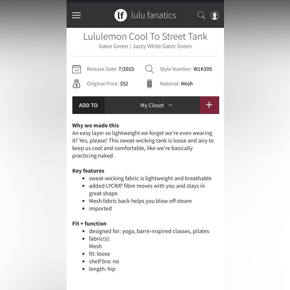 Lululemon- Like New- Sz 10- Cool 2 Street Scoop Back Tank- Gator Green - Picture 13 of 13